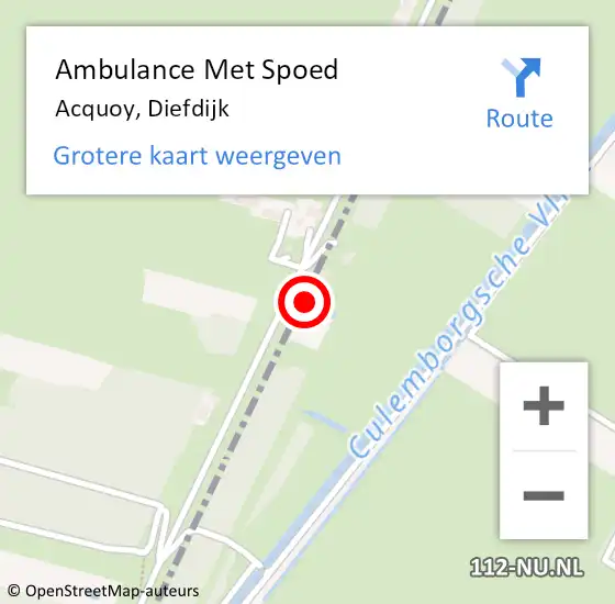 Locatie op kaart van de 112 melding: Ambulance Met Spoed Naar Acquoy, Diefdijk op 6 maart 2017 23:52