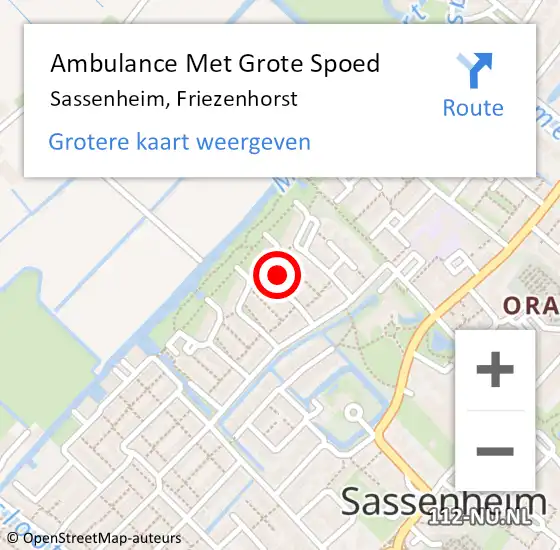 Locatie op kaart van de 112 melding: Ambulance Met Grote Spoed Naar Sassenheim, Friezenhorst op 7 maart 2017 00:48