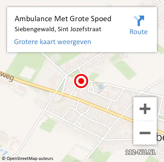 Locatie op kaart van de 112 melding: Ambulance Met Grote Spoed Naar Siebengewald, Sint Jozefstraat op 7 maart 2017 06:32