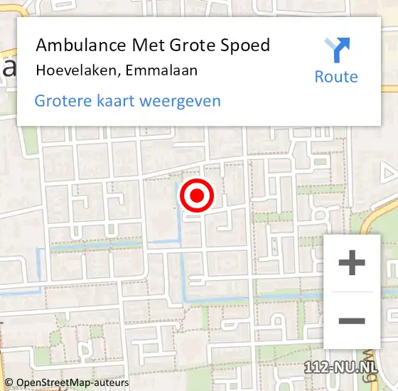 Locatie op kaart van de 112 melding: Ambulance Met Grote Spoed Naar Hoevelaken, Emmalaan op 7 maart 2017 06:44
