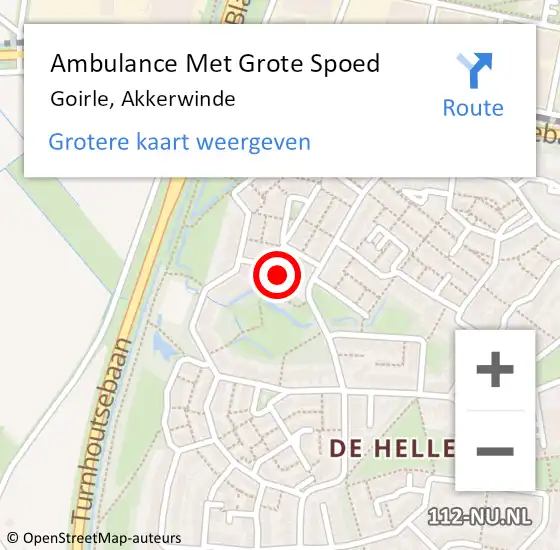Locatie op kaart van de 112 melding: Ambulance Met Grote Spoed Naar Goirle, Akkerwinde op 7 maart 2017 06:56