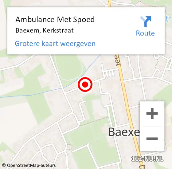 Locatie op kaart van de 112 melding: Ambulance Met Spoed Naar Baexem, Kerkstraat op 13 januari 2014 10:46