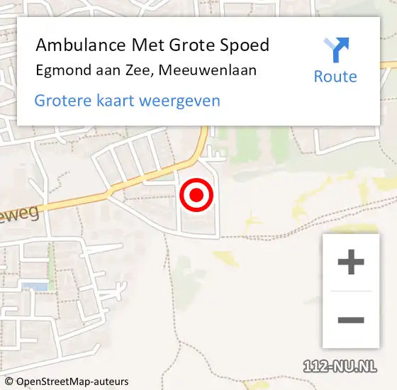 Locatie op kaart van de 112 melding: Ambulance Met Grote Spoed Naar Egmond aan Zee, Meeuwenlaan op 7 maart 2017 07:13