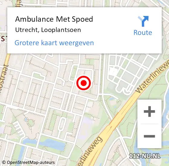 Locatie op kaart van de 112 melding: Ambulance Met Spoed Naar Utrecht, Looplantsoen op 7 maart 2017 07:18