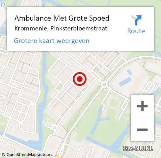 Locatie op kaart van de 112 melding: Ambulance Met Grote Spoed Naar Krommenie, Pinksterbloemstraat op 7 maart 2017 07:56