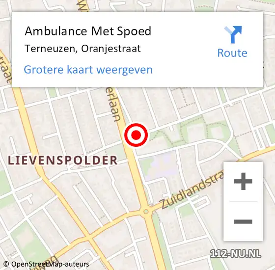 Locatie op kaart van de 112 melding: Ambulance Met Spoed Naar Terneuzen, Oranjestraat op 7 maart 2017 08:09