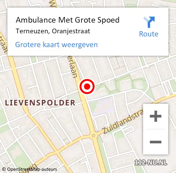 Locatie op kaart van de 112 melding: Ambulance Met Grote Spoed Naar Terneuzen, Oranjestraat op 7 maart 2017 08:10