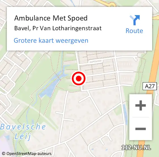 Locatie op kaart van de 112 melding: Ambulance Met Spoed Naar Bavel, Pr Van Lotharingenstraat op 7 maart 2017 08:12