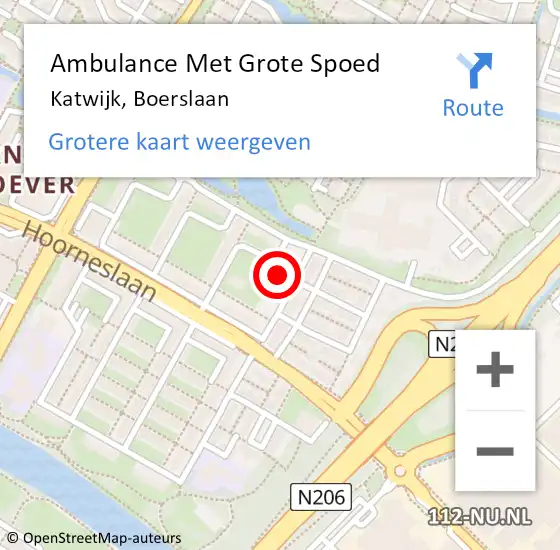 Locatie op kaart van de 112 melding: Ambulance Met Grote Spoed Naar Katwijk, Boerslaan op 7 maart 2017 08:27