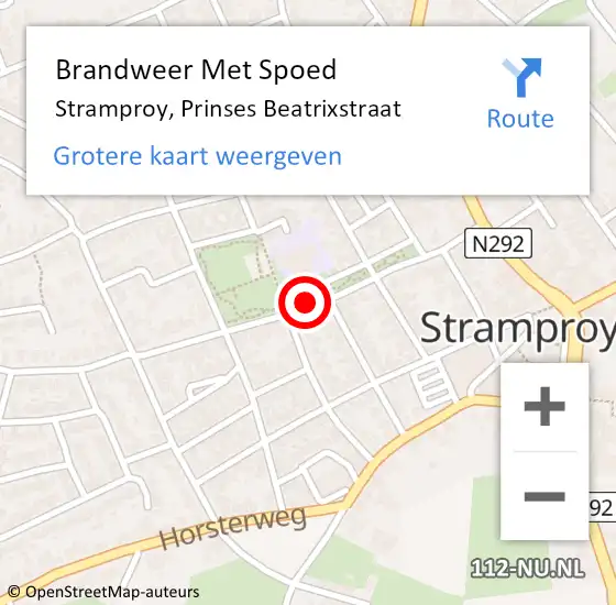 Locatie op kaart van de 112 melding: Brandweer Met Spoed Naar Stramproy, Prinses Beatrixstraat op 7 maart 2017 08:28