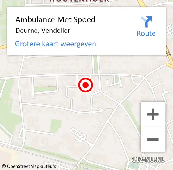 Locatie op kaart van de 112 melding: Ambulance Met Spoed Naar Deurne, Vendelier op 7 maart 2017 09:13