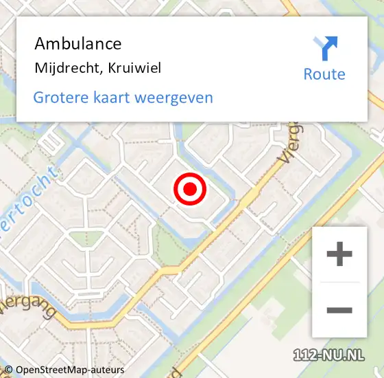 Locatie op kaart van de 112 melding: Ambulance Mijdrecht, Kruiwiel op 7 maart 2017 09:15