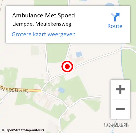 Locatie op kaart van de 112 melding: Ambulance Met Spoed Naar Liempde, Meulekensweg op 7 maart 2017 09:52