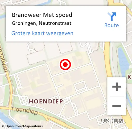 Locatie op kaart van de 112 melding: Brandweer Met Spoed Naar Groningen, Neutronstraat op 7 maart 2017 10:06