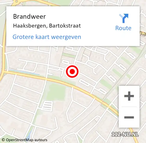 Locatie op kaart van de 112 melding: Brandweer Haaksbergen, Bartokstraat op 7 maart 2017 10:53