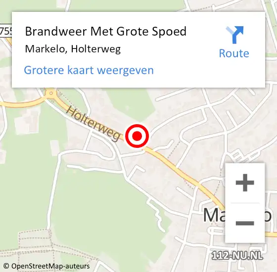 Locatie op kaart van de 112 melding: Brandweer Met Grote Spoed Naar Markelo, Holterweg op 7 maart 2017 11:11