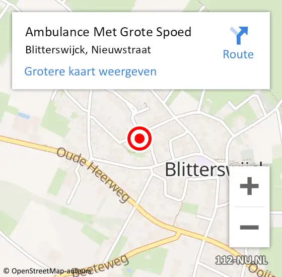 Locatie op kaart van de 112 melding: Ambulance Met Grote Spoed Naar Blitterswijck, Nieuwstraat op 7 maart 2017 11:36