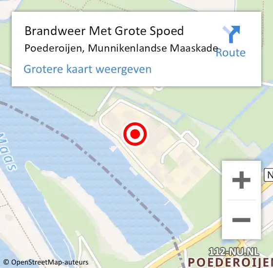 Locatie op kaart van de 112 melding: Brandweer Met Grote Spoed Naar Poederoijen, Munnikenlandse Maaskade op 7 maart 2017 11:38