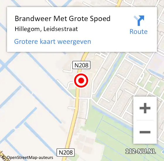 Locatie op kaart van de 112 melding: Brandweer Met Grote Spoed Naar Hillegom, Leidsestraat op 7 maart 2017 11:41