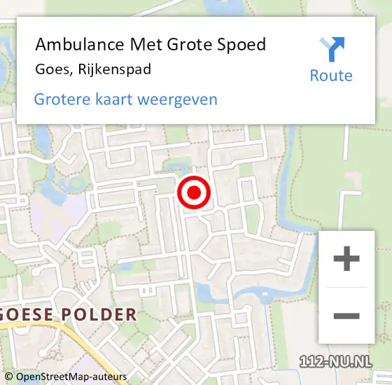 Locatie op kaart van de 112 melding: Ambulance Met Grote Spoed Naar Goes, Rijkenspad op 13 januari 2014 11:09