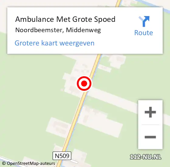 Locatie op kaart van de 112 melding: Ambulance Met Grote Spoed Naar Noordbeemster, Middenweg op 7 maart 2017 12:17