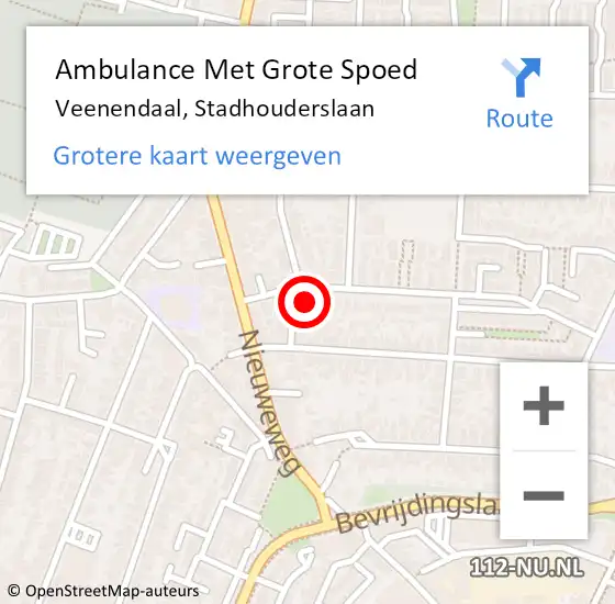 Locatie op kaart van de 112 melding: Ambulance Met Grote Spoed Naar Veenendaal, Stadhouderslaan op 7 maart 2017 12:22