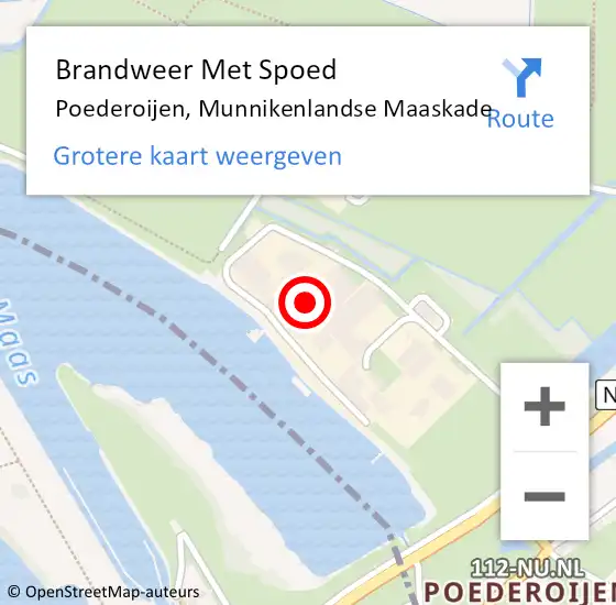 Locatie op kaart van de 112 melding: Brandweer Met Spoed Naar Poederoijen, Munnikenlandse Maaskade op 7 maart 2017 12:33