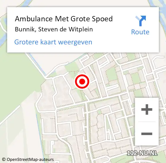 Locatie op kaart van de 112 melding: Ambulance Met Grote Spoed Naar Bunnik, Steven de Witplein op 7 maart 2017 13:12