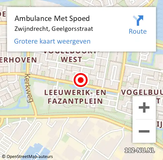 Locatie op kaart van de 112 melding: Ambulance Met Spoed Naar Zwijndrecht, Geelgorsstraat op 7 maart 2017 13:21