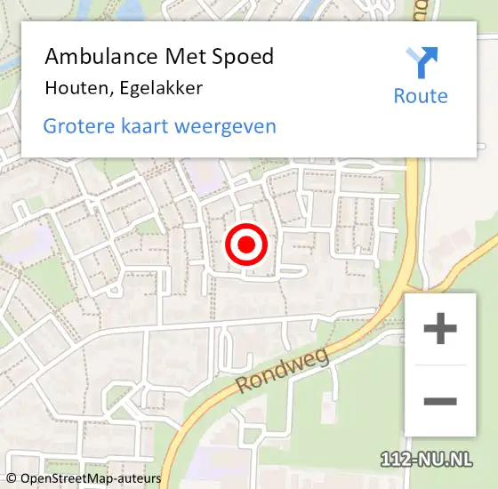 Locatie op kaart van de 112 melding: Ambulance Met Spoed Naar Houten, Egelakker op 7 maart 2017 13:55