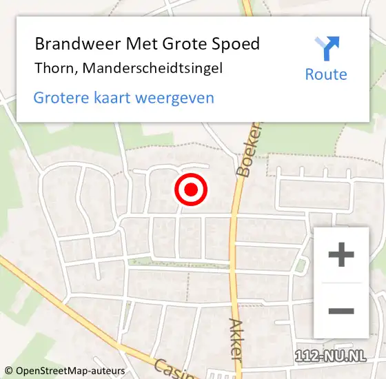 Locatie op kaart van de 112 melding: Brandweer Met Grote Spoed Naar Thorn, Manderscheidtsingel op 7 maart 2017 14:58