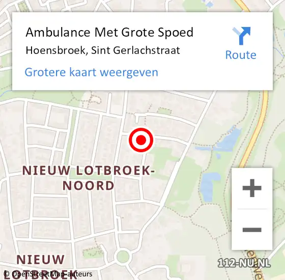 Locatie op kaart van de 112 melding: Ambulance Met Grote Spoed Naar Hoensbroek, Sint Gerlachstraat op 13 januari 2014 11:23