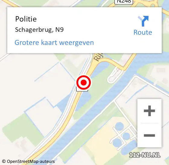 Locatie op kaart van de 112 melding: Politie Schagerbrug, N9 op 7 maart 2017 15:47
