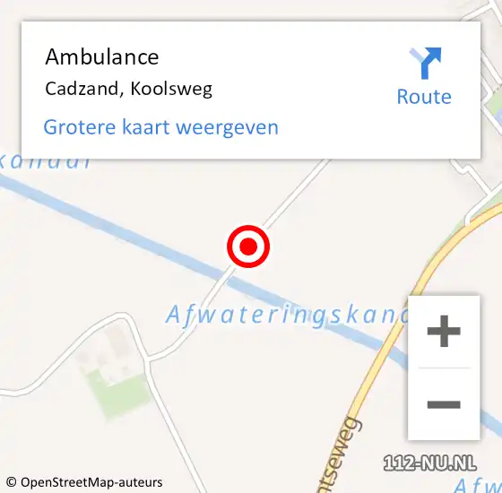 Locatie op kaart van de 112 melding: Ambulance Cadzand, Koolsweg op 7 maart 2017 16:16