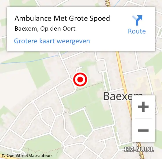 Locatie op kaart van de 112 melding: Ambulance Met Grote Spoed Naar Baexem, Op den Oort op 7 maart 2017 16:54