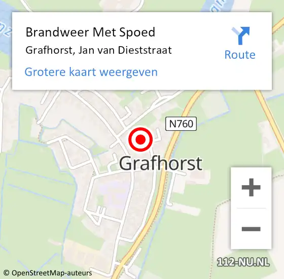 Locatie op kaart van de 112 melding: Brandweer Met Spoed Naar Grafhorst, Jan van Dieststraat op 7 maart 2017 17:43