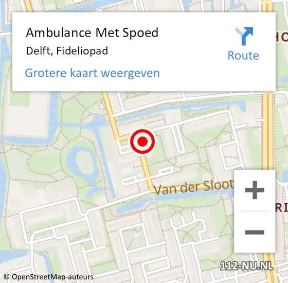 Locatie op kaart van de 112 melding: Ambulance Met Spoed Naar Delft, Fideliopad op 7 maart 2017 17:51