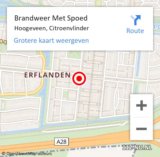 Locatie op kaart van de 112 melding: Brandweer Met Spoed Naar Hoogeveen, Citroenvlinder op 7 maart 2017 17:59