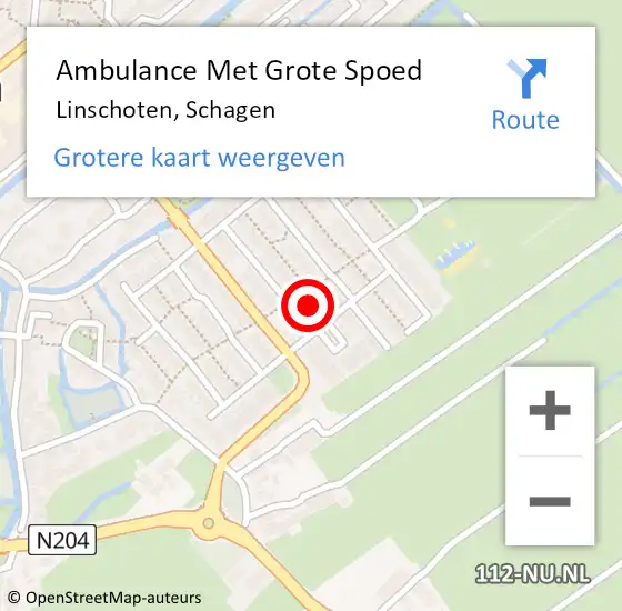 Locatie op kaart van de 112 melding: Ambulance Met Grote Spoed Naar Linschoten, Schagen op 7 maart 2017 18:02