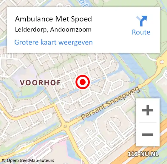 Locatie op kaart van de 112 melding: Ambulance Met Spoed Naar Leiderdorp, Andoornzoom op 7 maart 2017 19:06