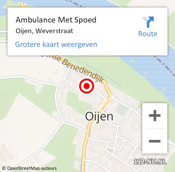 Locatie op kaart van de 112 melding: Ambulance Met Spoed Naar Oijen, Weverstraat op 7 maart 2017 20:01