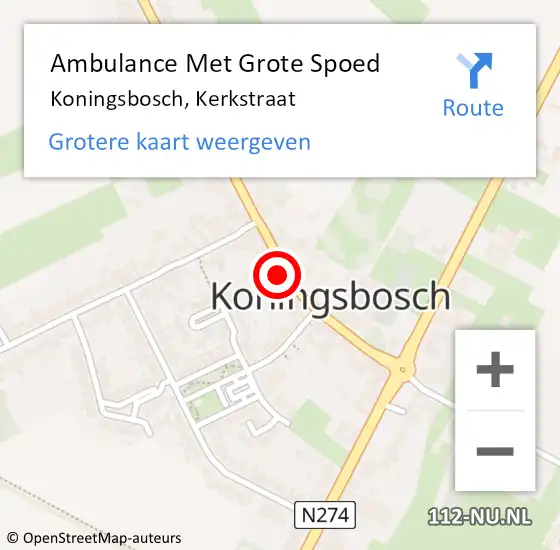 Locatie op kaart van de 112 melding: Ambulance Met Grote Spoed Naar Koningsbosch, Kerkstraat op 7 maart 2017 20:10