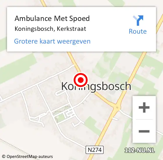 Locatie op kaart van de 112 melding: Ambulance Met Spoed Naar Koningsbosch, Kerkstraat op 7 maart 2017 20:12