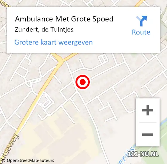 Locatie op kaart van de 112 melding: Ambulance Met Grote Spoed Naar Zundert, de Tuintjes op 7 maart 2017 21:39