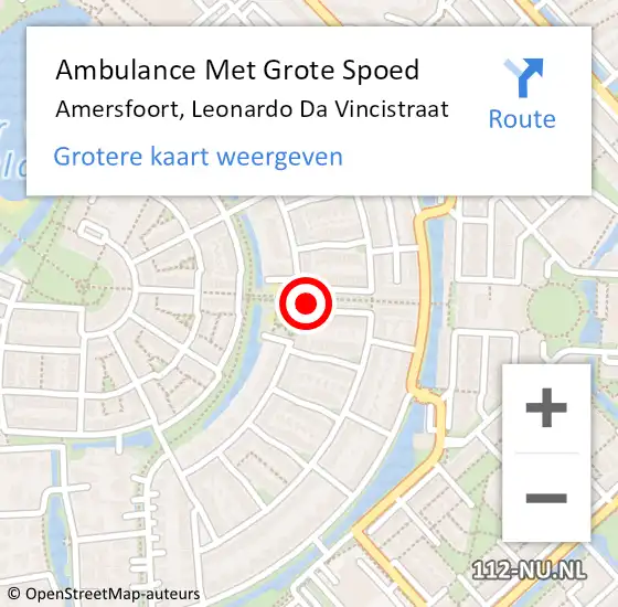 Locatie op kaart van de 112 melding: Ambulance Met Grote Spoed Naar Amersfoort, Leonardo Da Vincistraat op 7 maart 2017 22:27