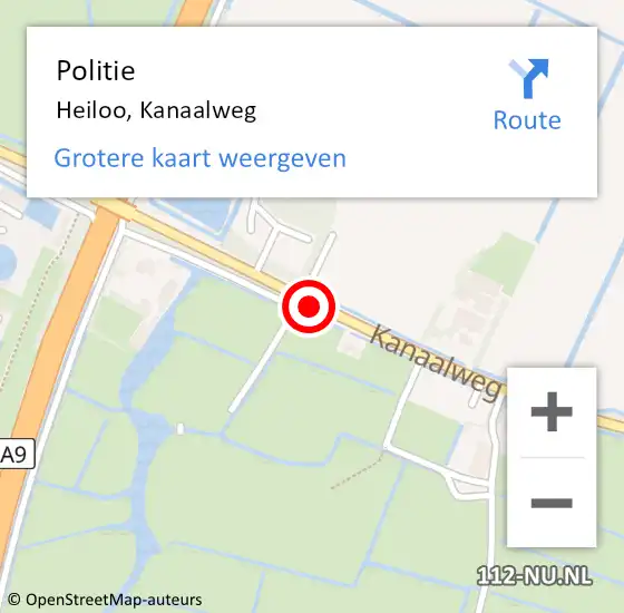 Locatie op kaart van de 112 melding: Politie Heiloo, Kanaalweg op 7 maart 2017 23:17