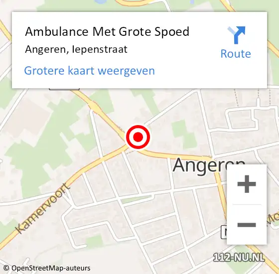 Locatie op kaart van de 112 melding: Ambulance Met Grote Spoed Naar Angeren, Iepenstraat op 8 maart 2017 00:04