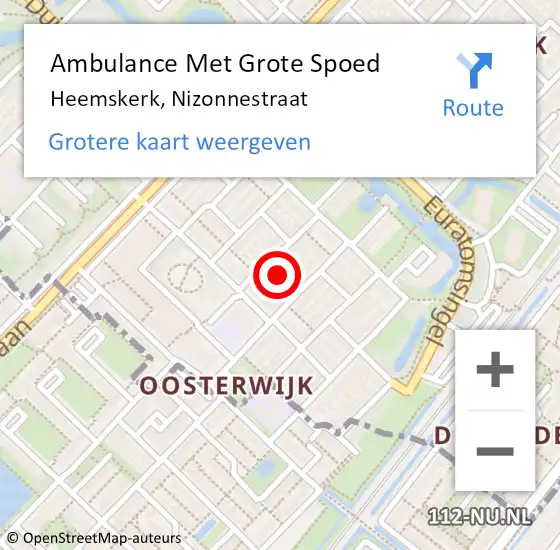 Locatie op kaart van de 112 melding: Ambulance Met Grote Spoed Naar Heemskerk, Nizonnestraat op 8 maart 2017 00:51