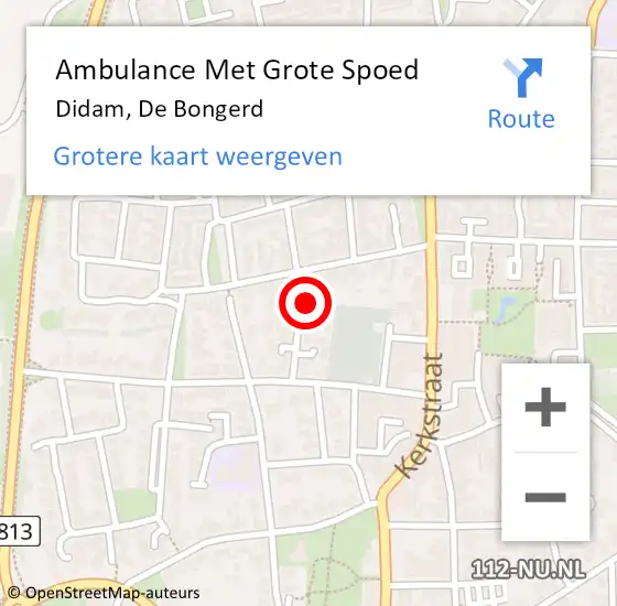 Locatie op kaart van de 112 melding: Ambulance Met Grote Spoed Naar Didam, De Bongerd op 8 maart 2017 02:42