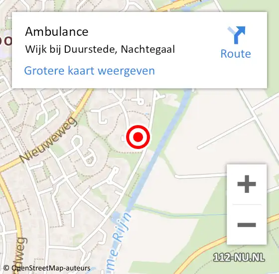 Locatie op kaart van de 112 melding: Ambulance Wijk bij Duurstede, Nachtegaal op 8 maart 2017 03:10